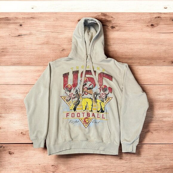 VTG Y2K USC Trojans Hoodie Sweatshirt Small Fight On! Football Player Graphics - Picture 1 of 6